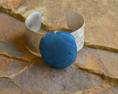 Caribbean Blue Agate Sterling Cuff