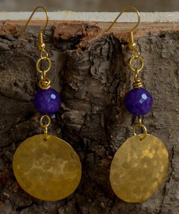 Little Moon - Recycled Brass Earrings - Purple Agate