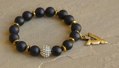 Matte Black Onyx and Hematite Arrowhead Bracelet