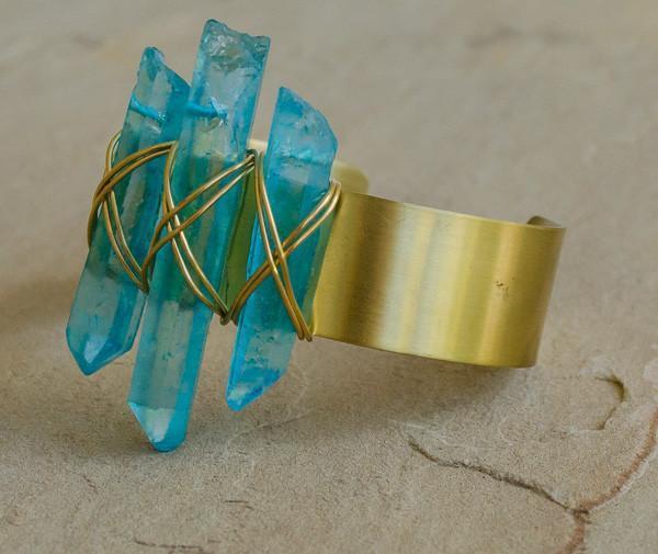 Melodi - Recycled Brass Quartz Stick Cuff