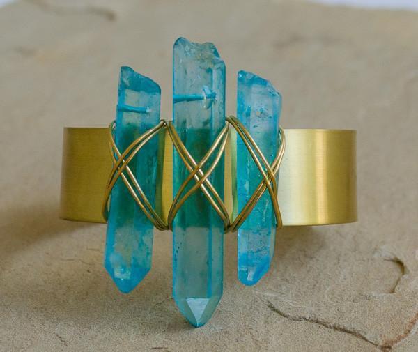 Melodi - Recycled Brass Quartz Stick Cuff