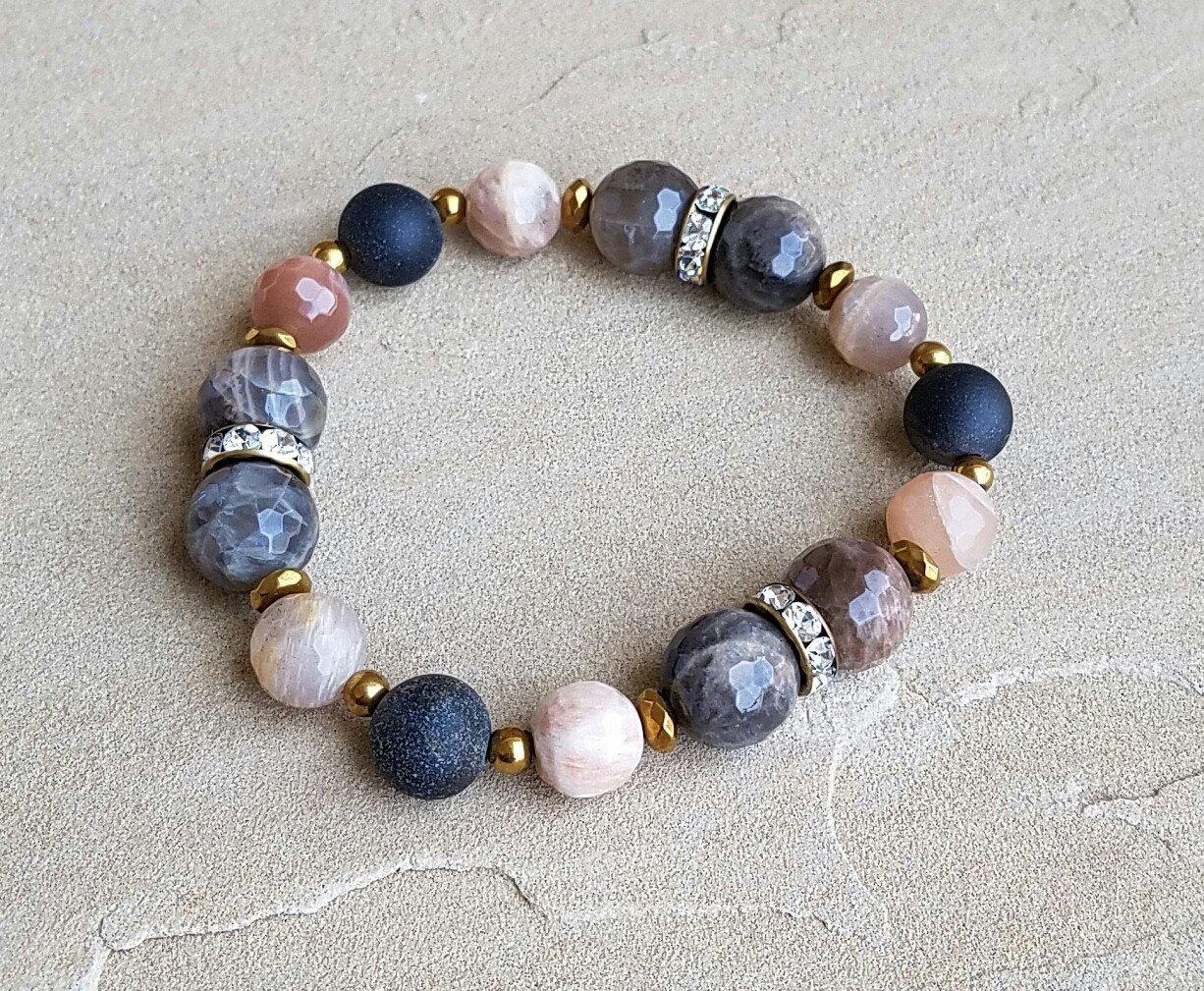 Sandstone Black Druzy Bracelet Set